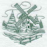 Country Christmas Sketch - Windmill