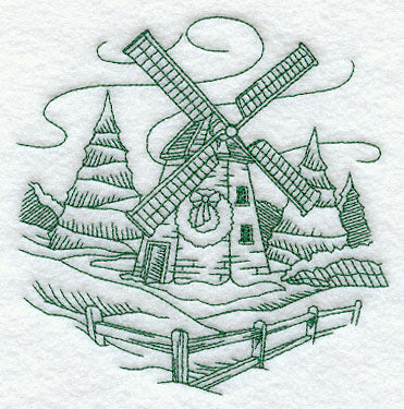 Country Christmas Sketch - Windmill