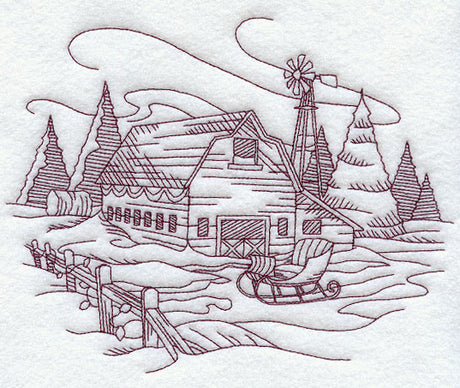 Country Christmas Sketch - Barn