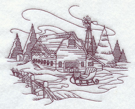 Country Christmas Sketch - Barn