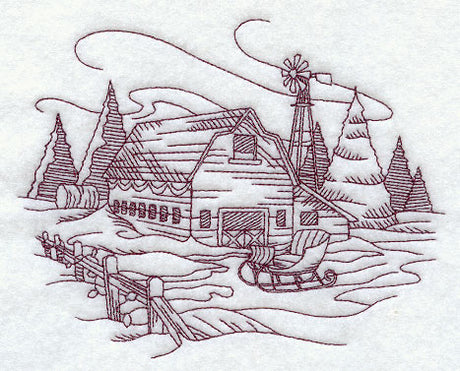 Country Christmas Sketch - Barn