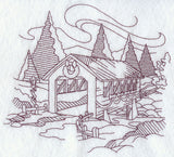 Country Christmas Sketch - Covered Bridge