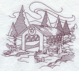 Country Christmas Sketch - Covered Bridge