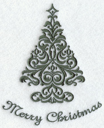 Holiday Damask - Merry Christmas Tree