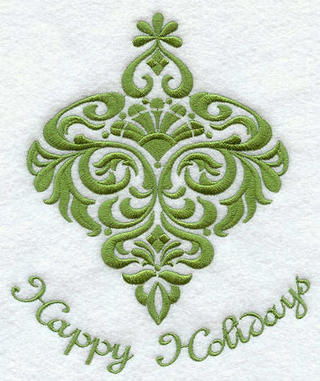Holiday Damask - Happy Holidays Ornament