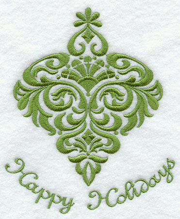 Holiday Damask - Happy Holidays Ornament