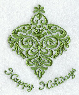 Holiday Damask - Happy Holidays Ornament
