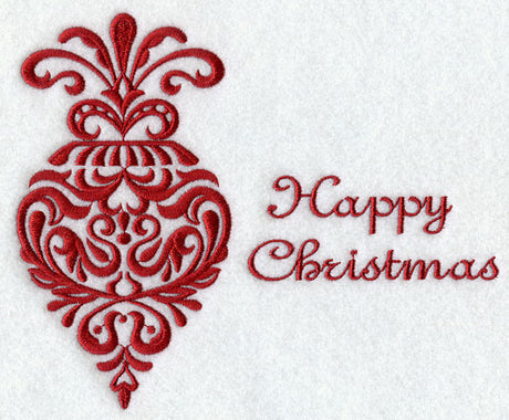 Holiday Damask - Happy Christmas Ornament
