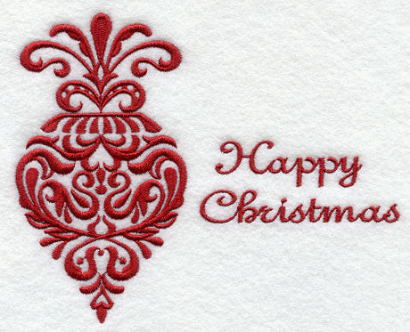 Holiday Damask - Happy Christmas Ornament