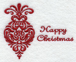 Holiday Damask - Happy Christmas Ornament