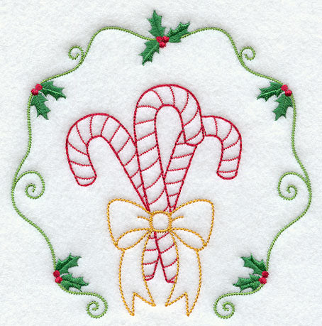 Vintage Candy Canes and Holly