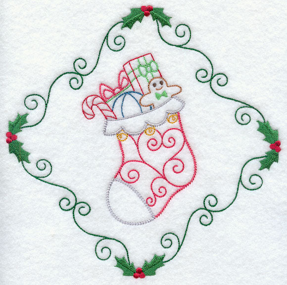 Vintage Stocking and Holly