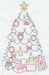 Festive Christmas Tree (Redwork)