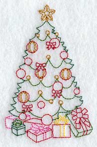 Festive Christmas Tree (Redwork)