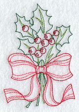 Holly and Ribbon (Redwork)
