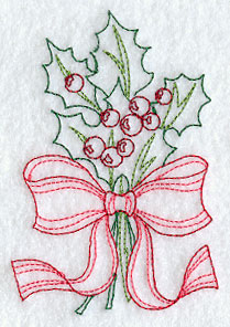 Holly and Ribbon (Redwork)