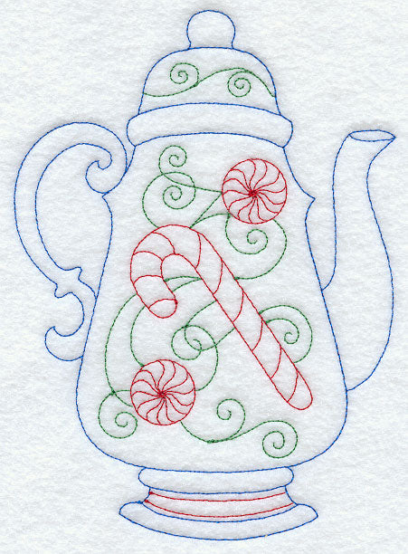 Holiday Teapot (Redwork)