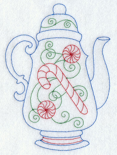 Holiday Teapot (Redwork)