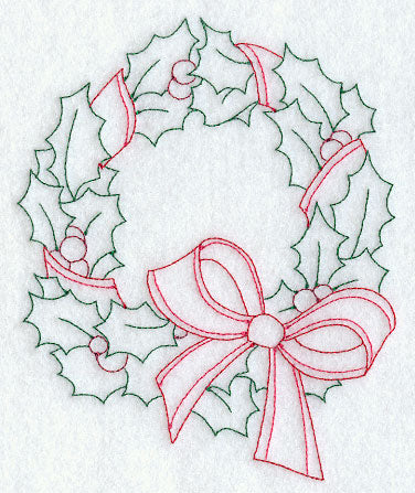 Holly Wreath (Redwork)