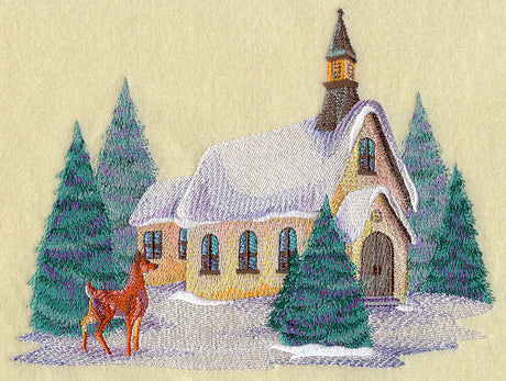 Country Scene with Deer in Watercolor