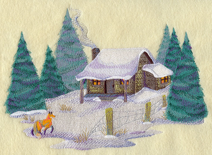 Country Scene with Fox in Watercolor