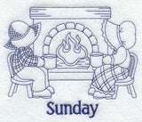 Sunbonnet Sue and Fishermen Fred on Sunday (Bluework)