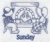 Sunbonnet Sue and Fishermen Fred on Sunday (Bluework)