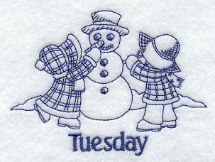 Sunbonnet Sue and Fishermen Fred on Tuesday (Bluework)