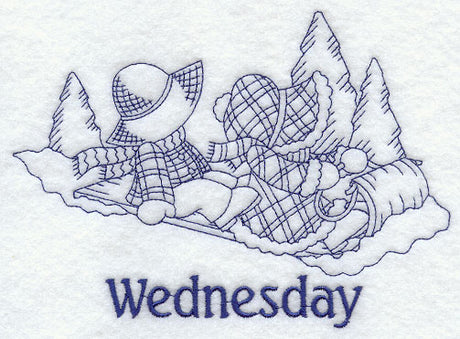 Sunbonnet Sue and Fishermen Fred on Wednesday (Bluework)