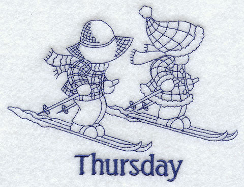 Sunbonnet Sue and Fishermen Fred on Thursday (Bluework)