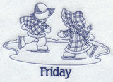 Sunbonnet Sue and Fishermen Fred on Friday (Bluework)