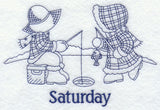 Sunbonnet Sue and Fishermen Fred on Saturday (Bluework)