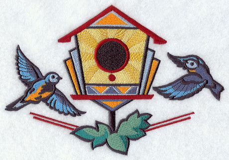 Art Deco Feathers - Birdhouse and Birds