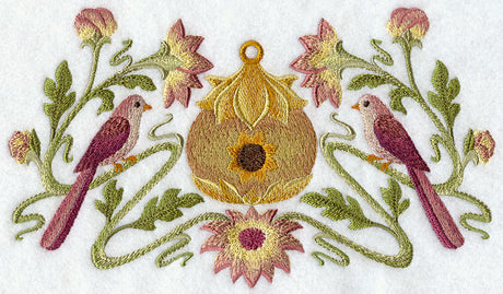 Art Nouveau Feathers - Birdhouse and Birds