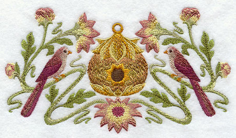 Art Nouveau Feathers - Birdhouse and Birds