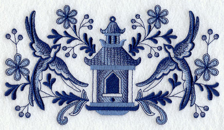 Blue Willow Feathers - Birdhouse and Birds