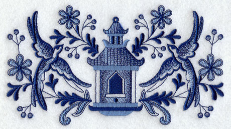 Blue Willow Feathers - Birdhouse and Birds