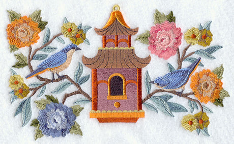 Chinoiserie Feathers - Birdhouse and Birds