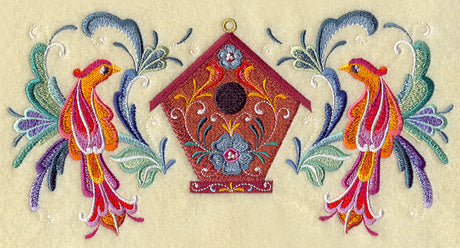 Rosemaling Feathers - Birdhouse and Birds