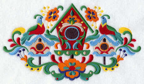 Swedish Folk Feathers - Birdhouse and Birds