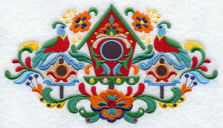 Swedish Folk Feathers - Birdhouse and Birds