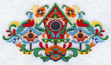 Swedish Folk Feathers - Birdhouse and Birds