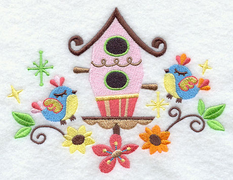 Retro Feathers - Birdhouse and Birds