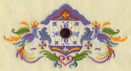 Majolica Feathers - Birdhouse and Birds