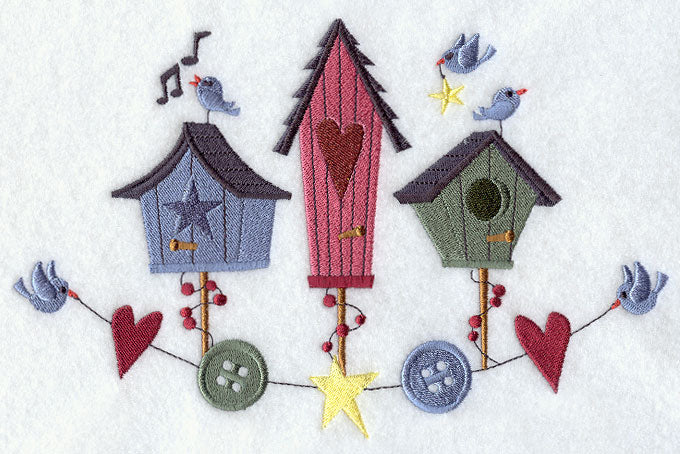 Country Feathers - Birdhouse and Birds