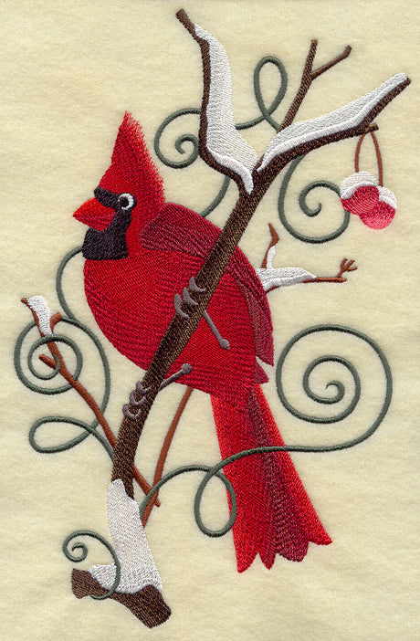 Cardinal and Winter Branch Wedge