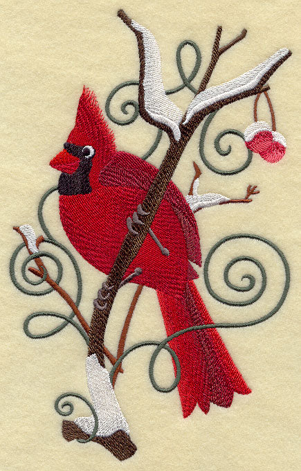 Cardinal and Winter Branch Wedge