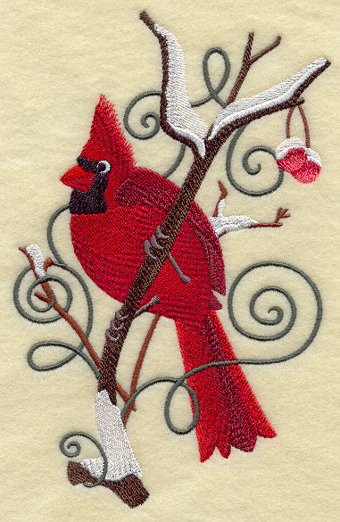 Cardinal and Winter Branch Wedge