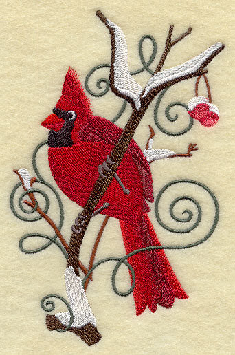 Cardinal and Winter Branch Wedge
