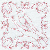 Finch and Flowers (Redwork)